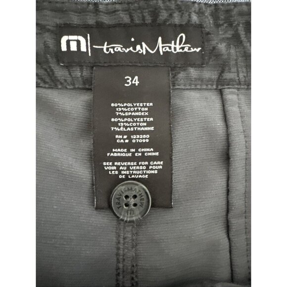Travis Mathew Black Gray Floral Flat Front Chino Lightweight Size 34 Shorts - Picture 6 of 7